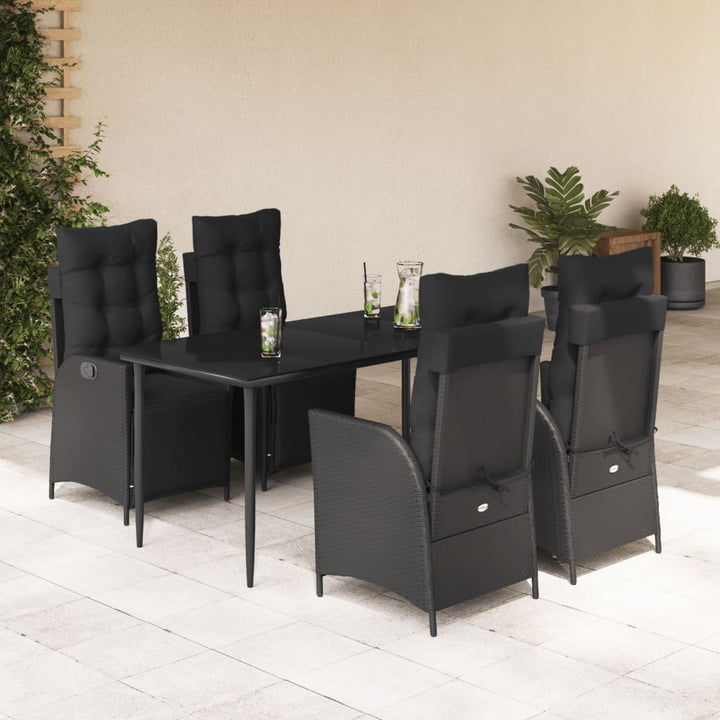 Set Mobilier De Grădină Cu Perne, 3 Piese, Negru, Poliratan