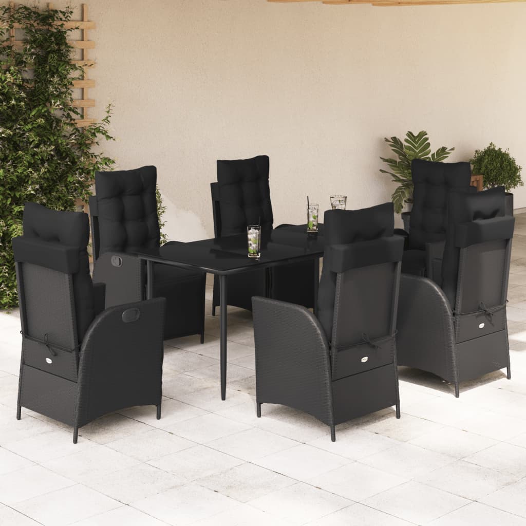 Set Mobilier De Grădină Cu Perne, 3 Piese, Negru, Poliratan