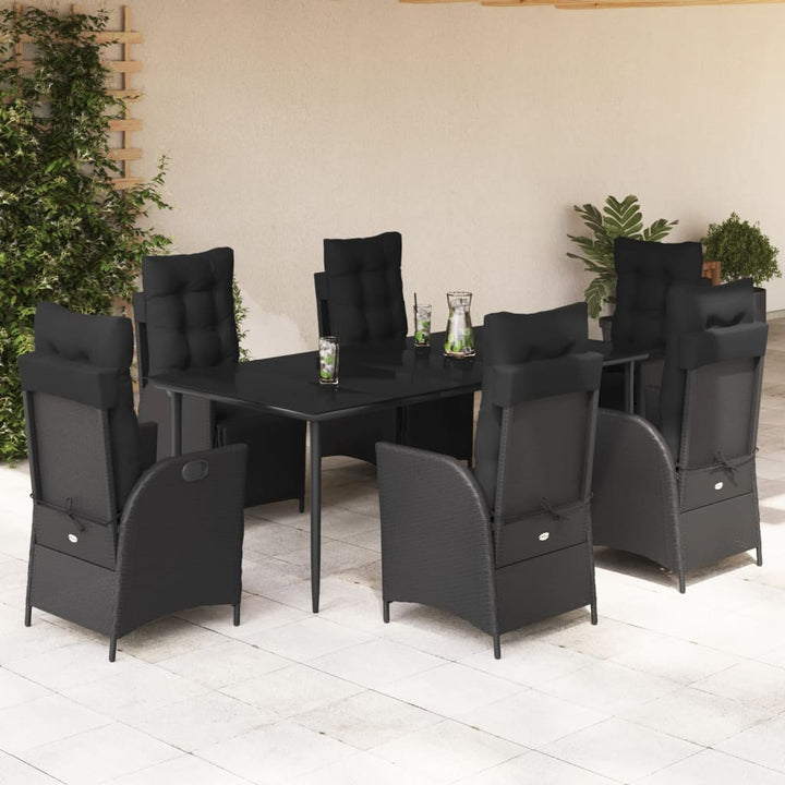 Set Mobilier De Grădină Cu Perne, 3 Piese, Negru, Poliratan