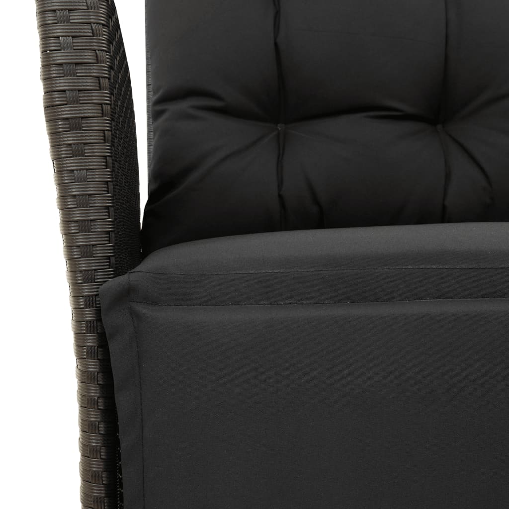 Set Mobilier De Grădină Cu Perne, 3 Piese, Negru, Poliratan