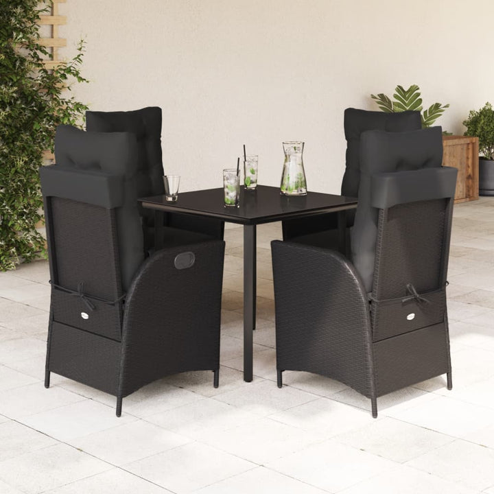 Set Mobilier De Grădină Cu Perne, 3 Piese, Negru, Poliratan