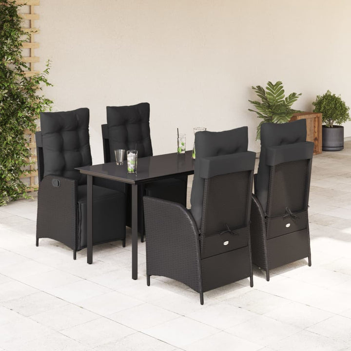 Set Mobilier De Grădină Cu Perne, 3 Piese, Negru, Poliratan