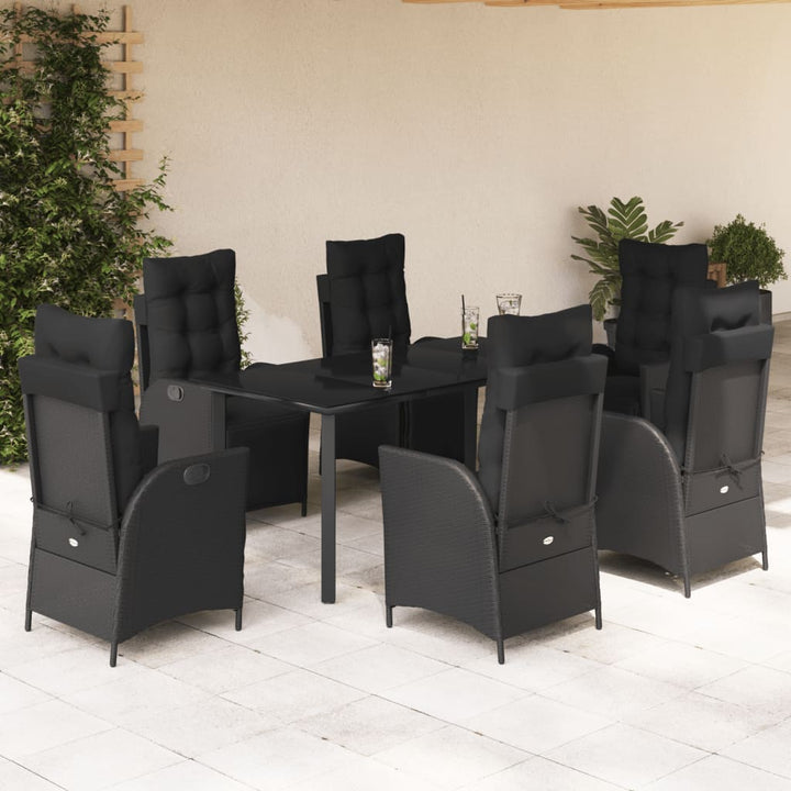 Set Mobilier De Grădină Cu Perne, 3 Piese, Negru, Poliratan