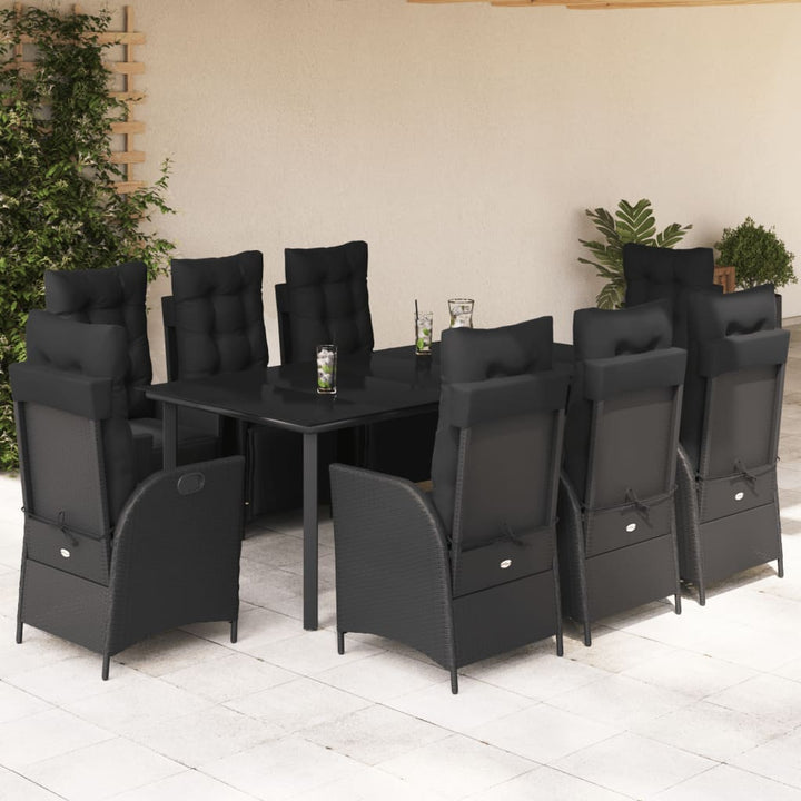 Set Mobilier De Grădină Cu Perne, 3 Piese, Negru, Poliratan