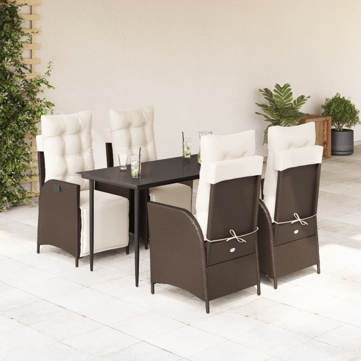 Set Mobilier De Grădină, 5 Piese, Cu Perne, Maro, Poliratan