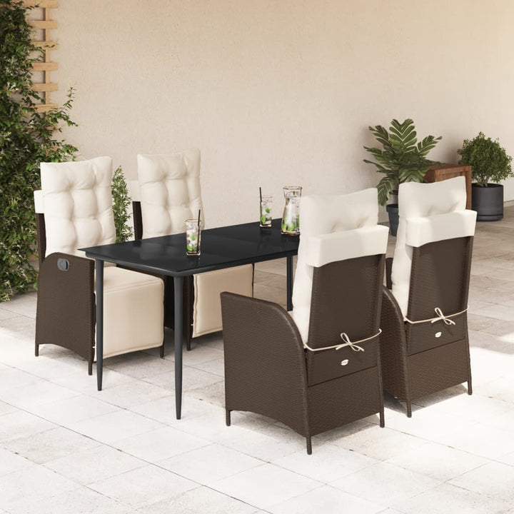 Set Mobilier De Grădină, 5 Piese, Cu Perne, Maro, Poliratan
