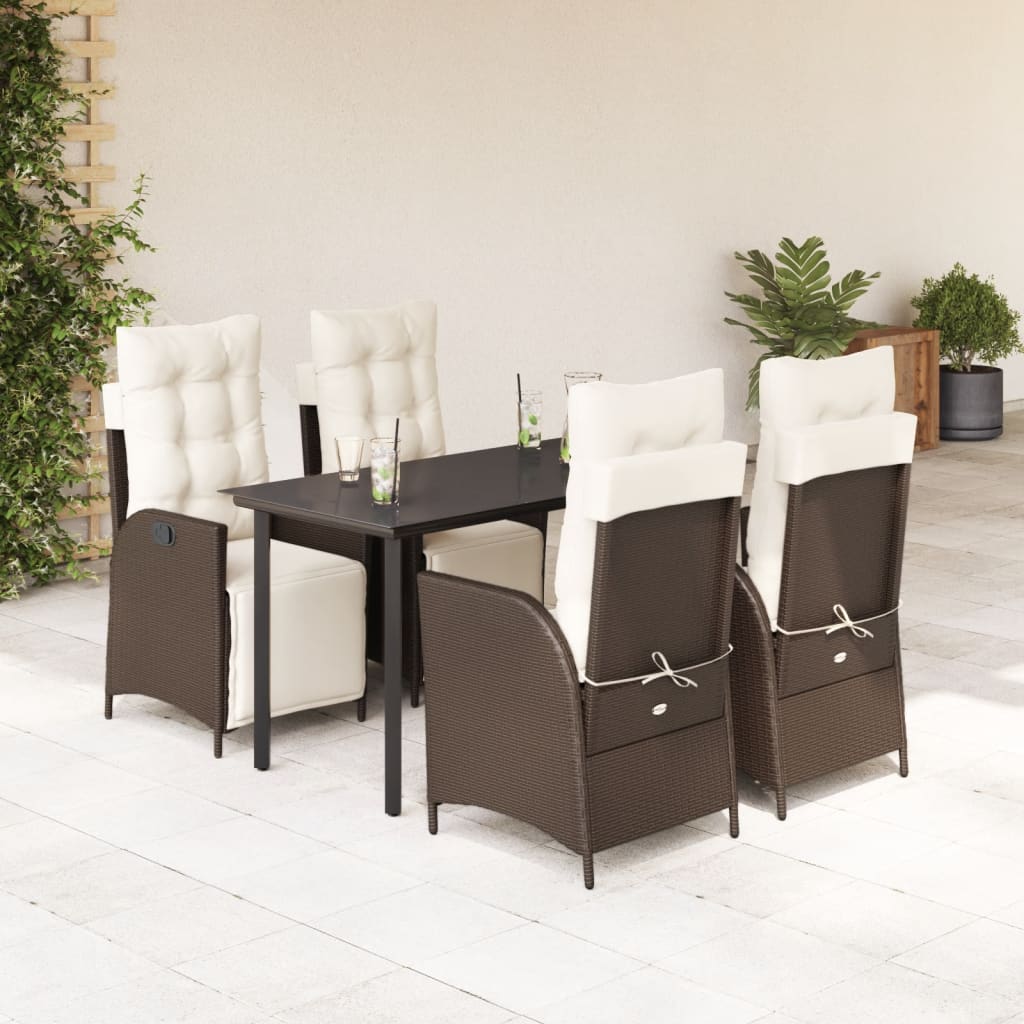 Set Mobilier De Grădină, 5 Piese, Cu Perne, Maro, Poliratan