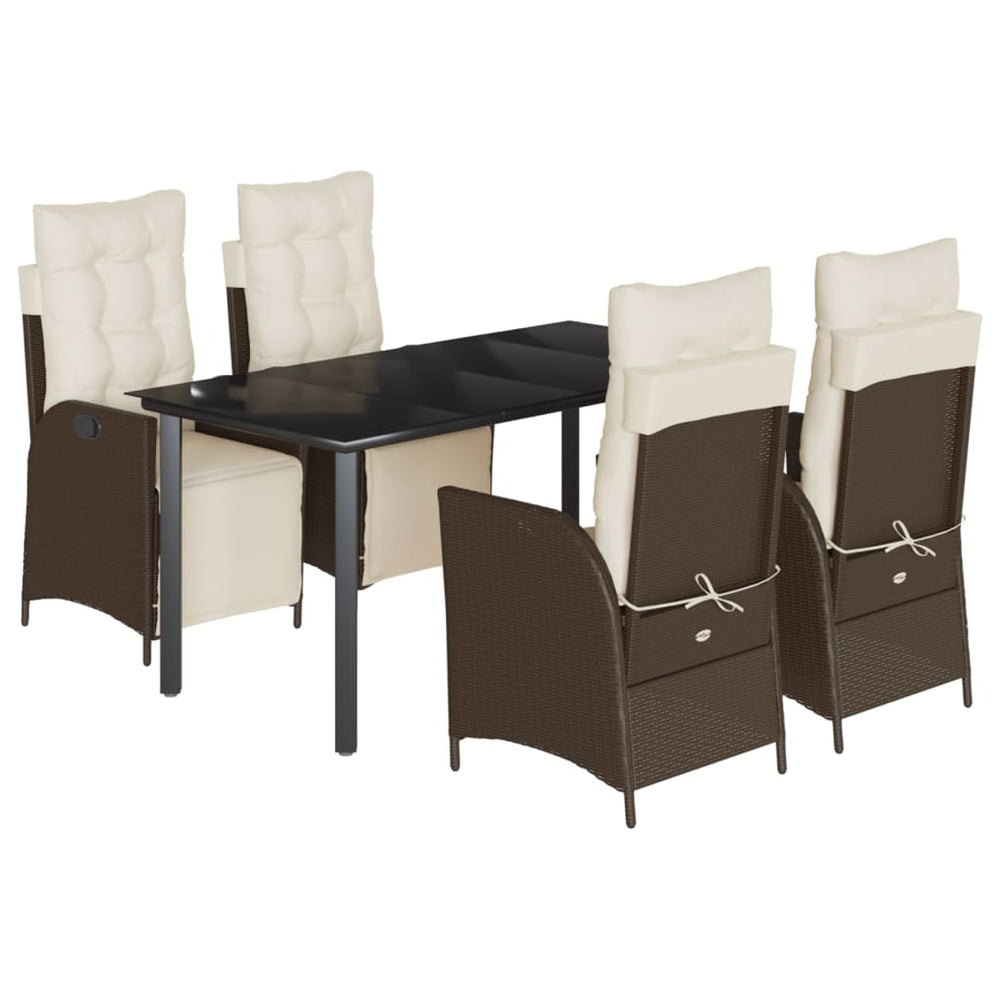 Set Mobilier De Grădină, 5 Piese, Cu Perne, Maro, Poliratan