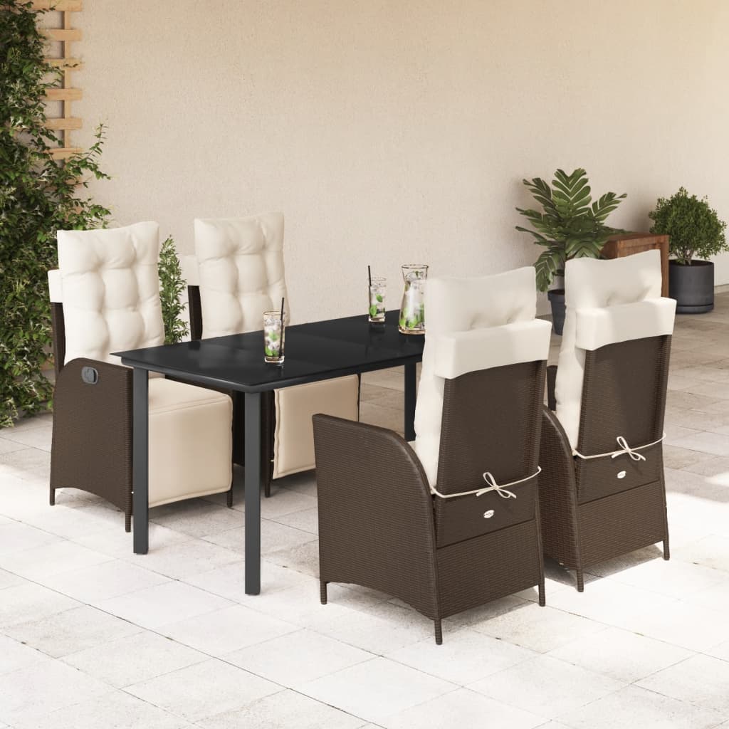 Set Mobilier De Grădină, 5 Piese, Cu Perne, Maro, Poliratan