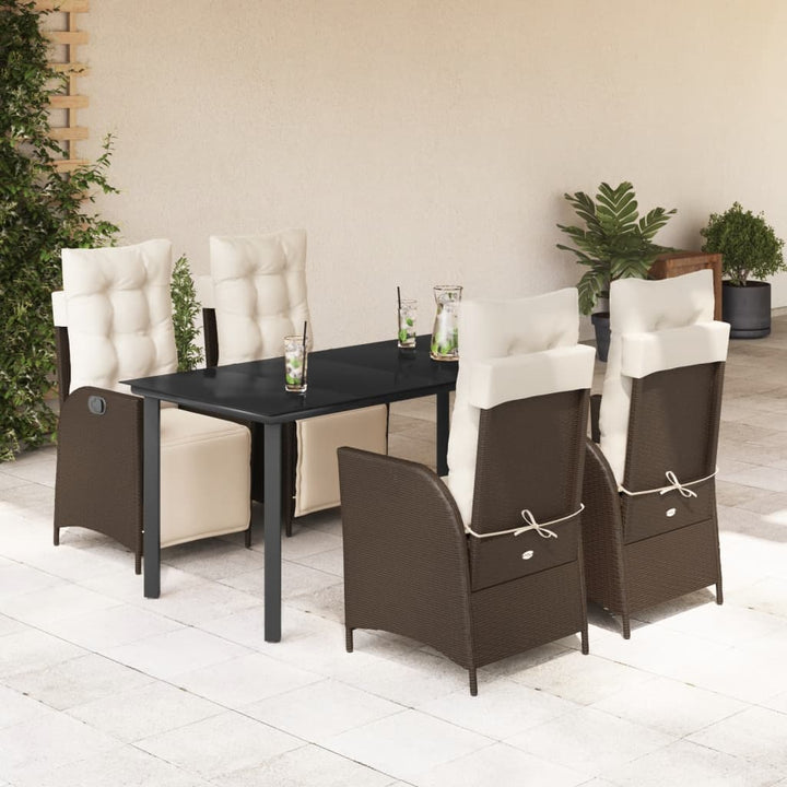Set Mobilier De Grădină, 5 Piese, Cu Perne, Maro, Poliratan