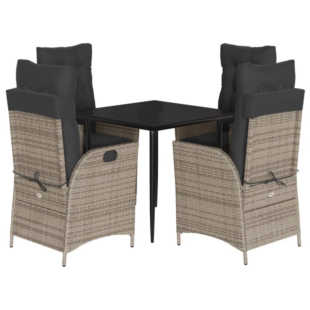 Set Mobilier De Grădină Cu Perne, 5 Piese, Gri, Poliratan