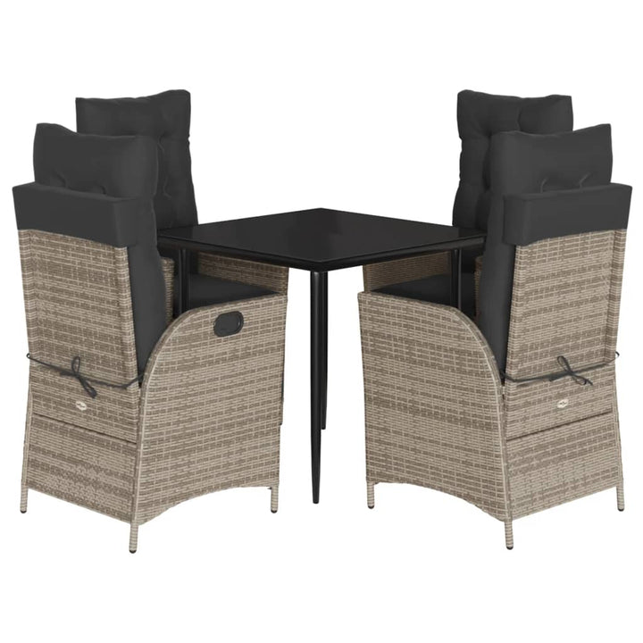 Set Mobilier De Grădină Cu Perne, 5 Piese, Gri, Poliratan