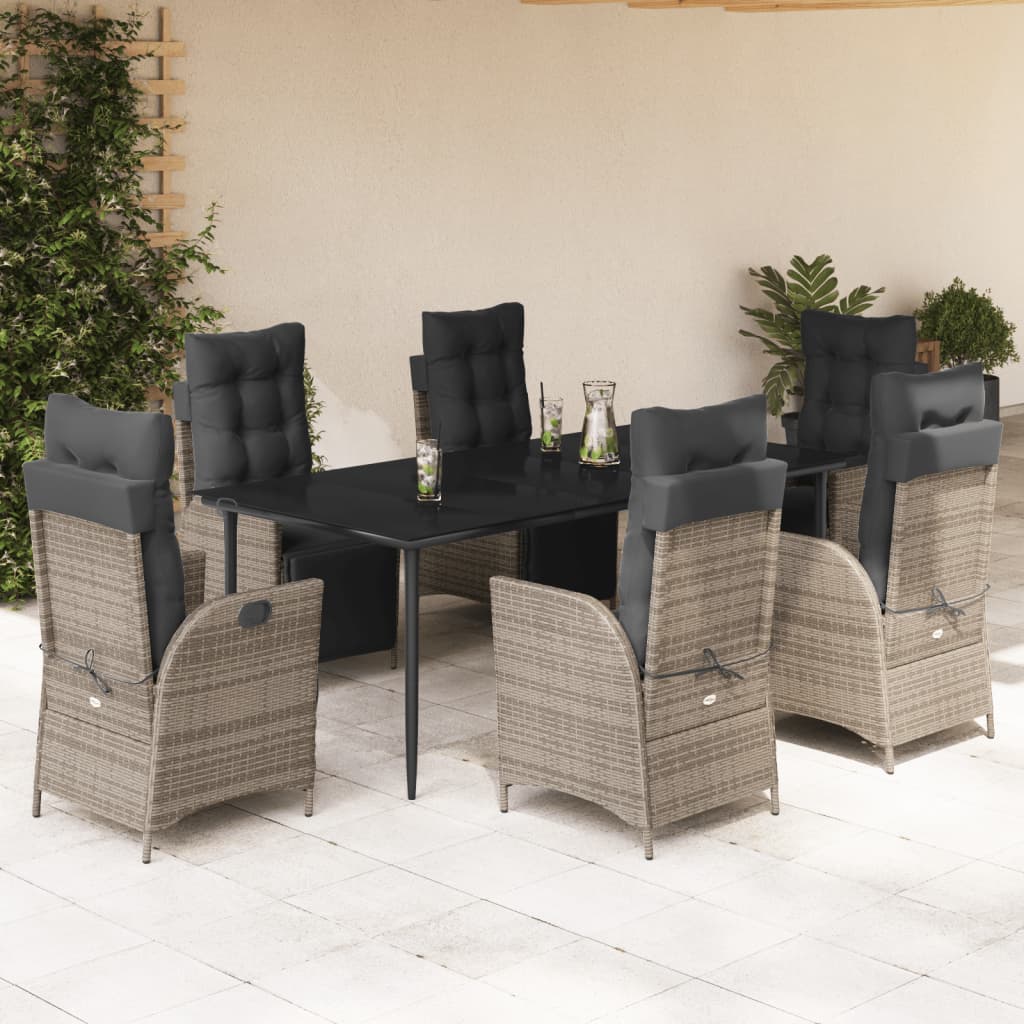 Set Mobilier De Grădină Cu Perne, 5 Piese, Gri, Poliratan