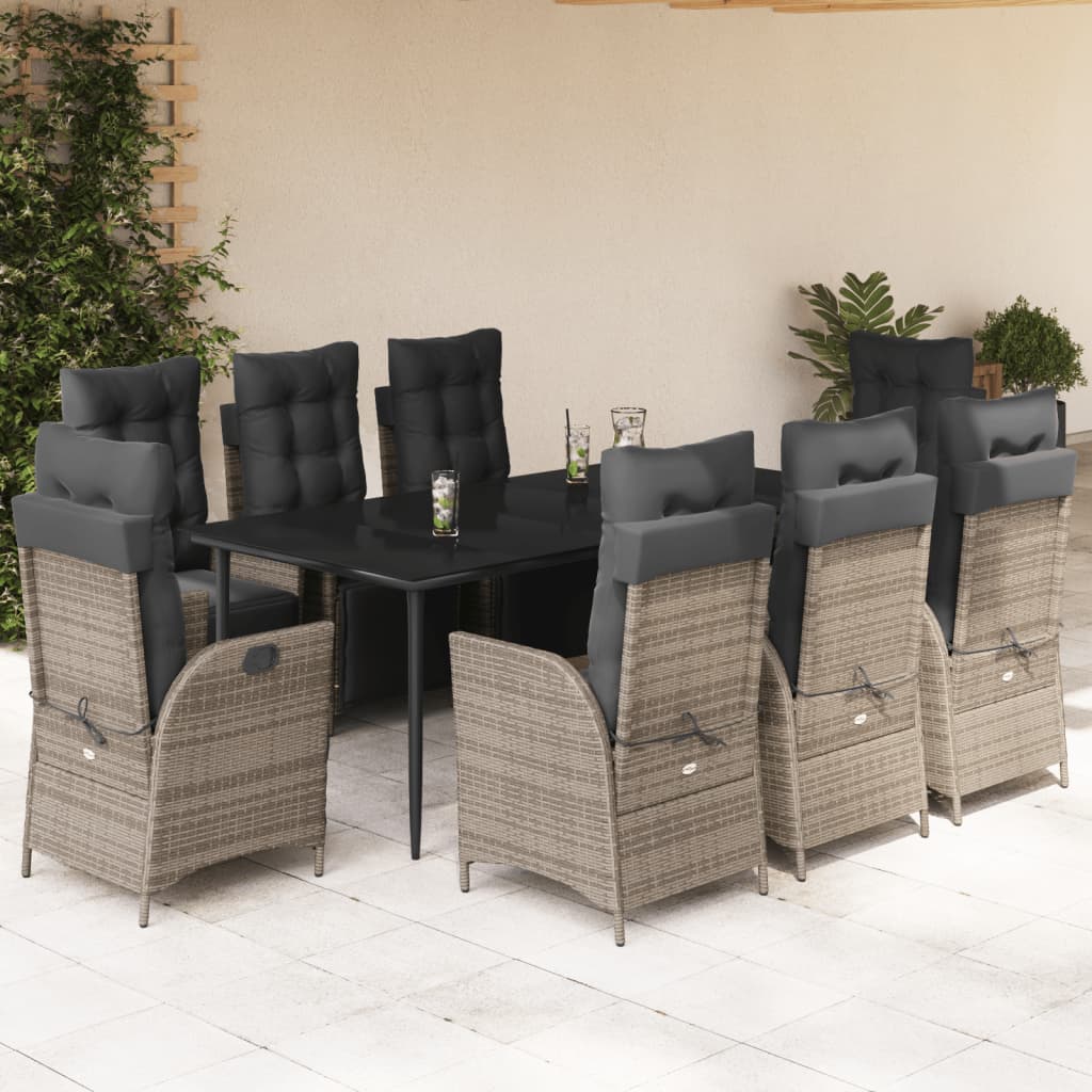 Set Mobilier De Grădină Cu Perne, 5 Piese, Gri, Poliratan