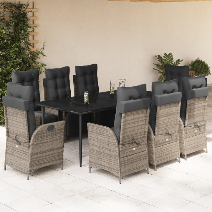 Set Mobilier De Grădină Cu Perne, 5 Piese, Gri, Poliratan