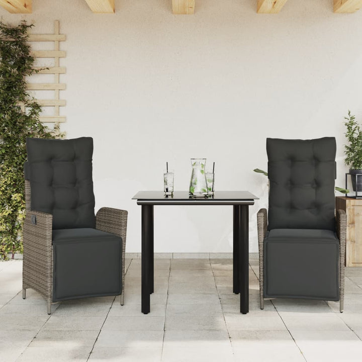 Set Mobilier De Grădină Cu Perne, 5 Piese, Gri, Poliratan