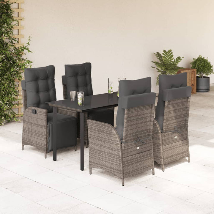 Set Mobilier De Grădină Cu Perne, 5 Piese, Gri, Poliratan