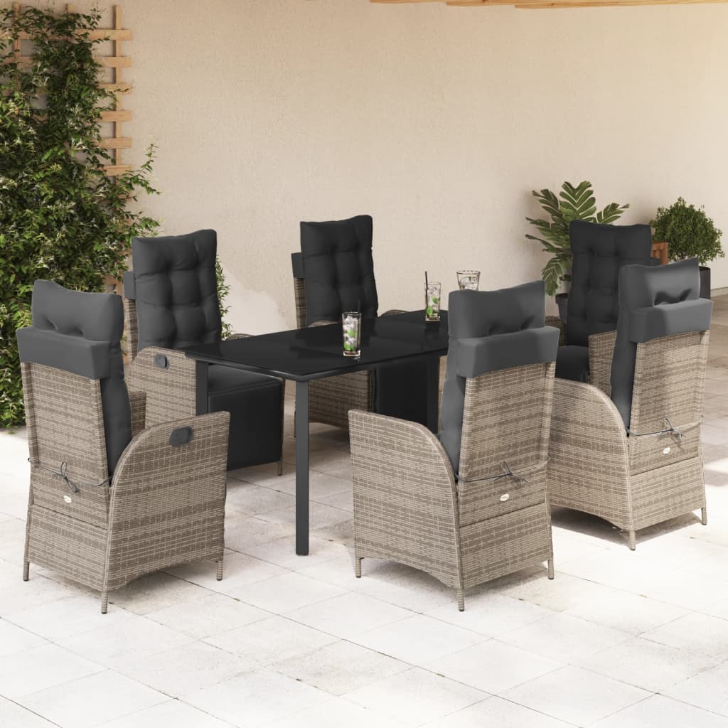 Set Mobilier De Grădină Cu Perne, 5 Piese, Gri, Poliratan