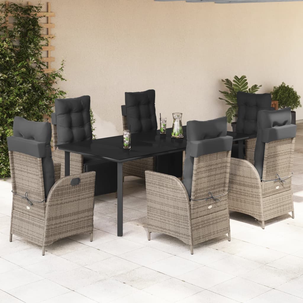 Set Mobilier De Grădină Cu Perne, 5 Piese, Gri, Poliratan