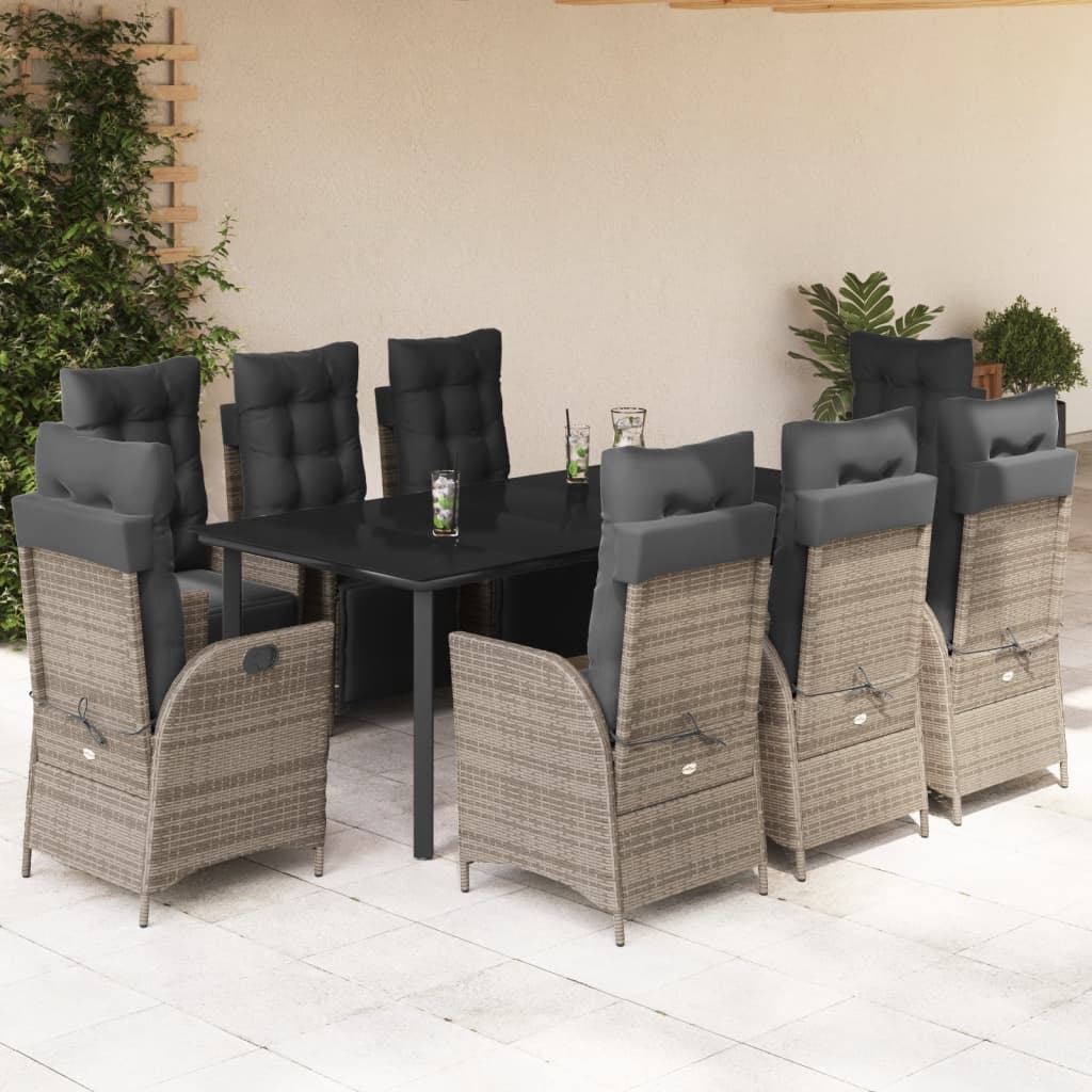 Set Mobilier De Grădină Cu Perne, 5 Piese, Gri, Poliratan