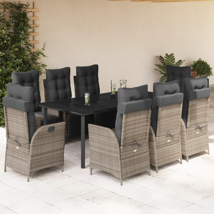 Set Mobilier De Grădină Cu Perne, 5 Piese, Gri, Poliratan