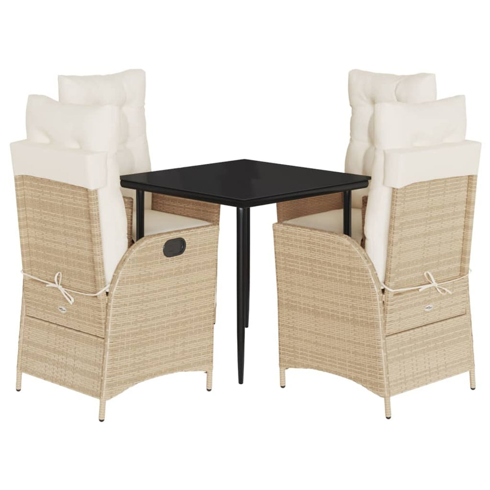 Set Mobilier De Grădină Cu Perne, 5 Piese, Bej, Poliratan