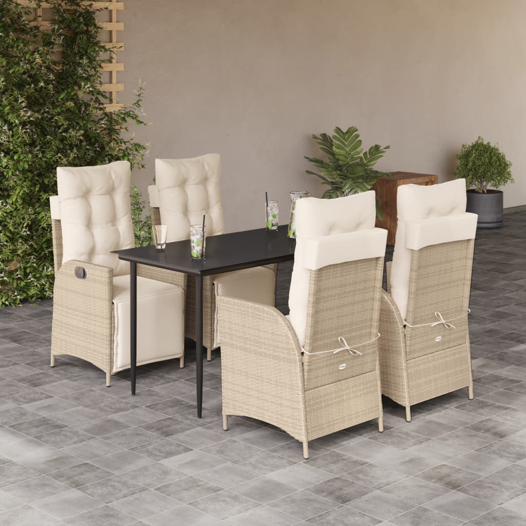 Set Mobilier De Grădină Cu Perne, 5 Piese, Bej, Poliratan