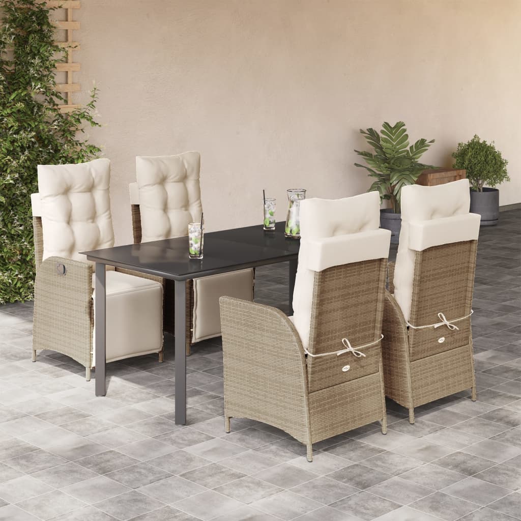 Set Mobilier De Grădină Cu Perne, 5 Piese, Bej, Poliratan