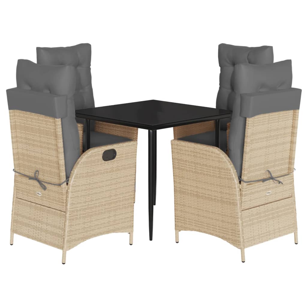 Set Mobilier Pentru Grădină, 5 Piese, Cu Perne, Bej, Poliratan