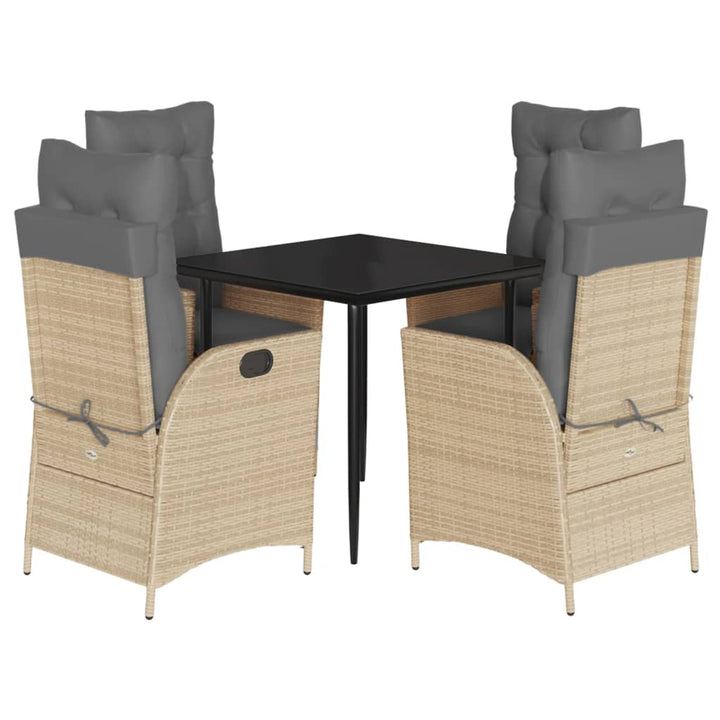 Set Mobilier Pentru Grădină, 5 Piese, Cu Perne, Bej, Poliratan