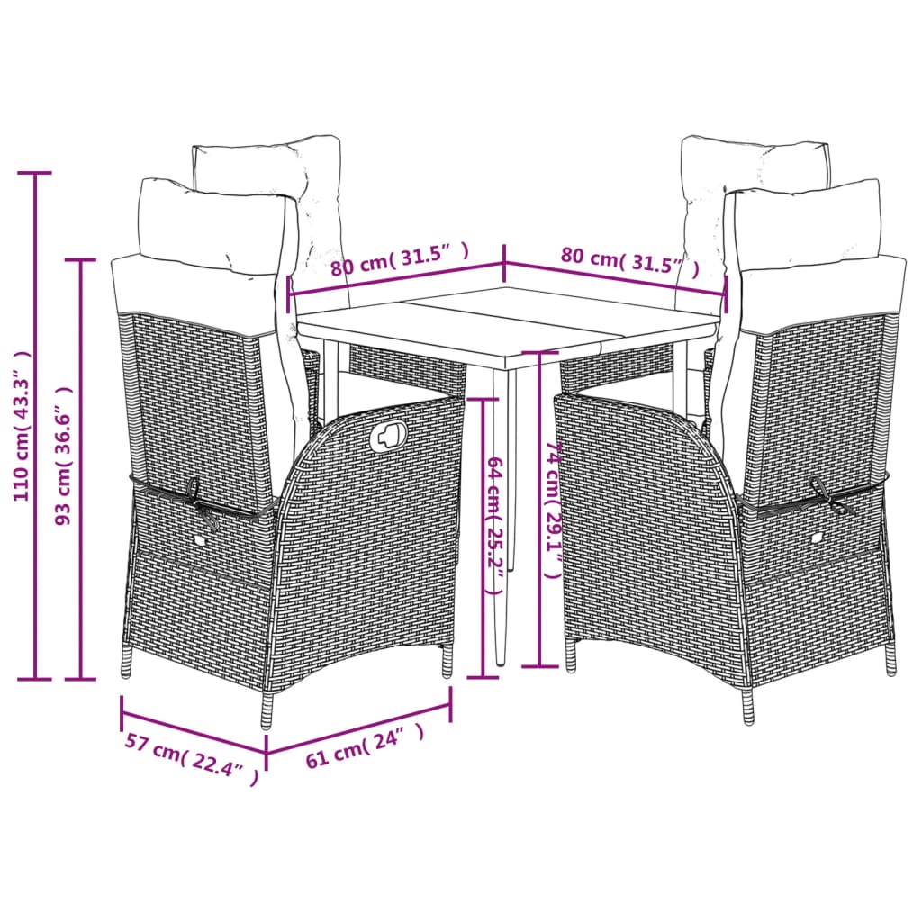 Set Mobilier Pentru Grădină, 5 Piese, Cu Perne, Bej, Poliratan
