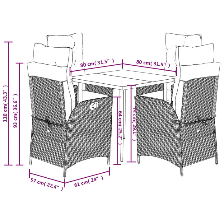 Set Mobilier Pentru Grădină, 5 Piese, Cu Perne, Bej, Poliratan