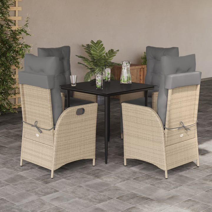Set Mobilier Pentru Grădină, 5 Piese, Cu Perne, Bej, Poliratan