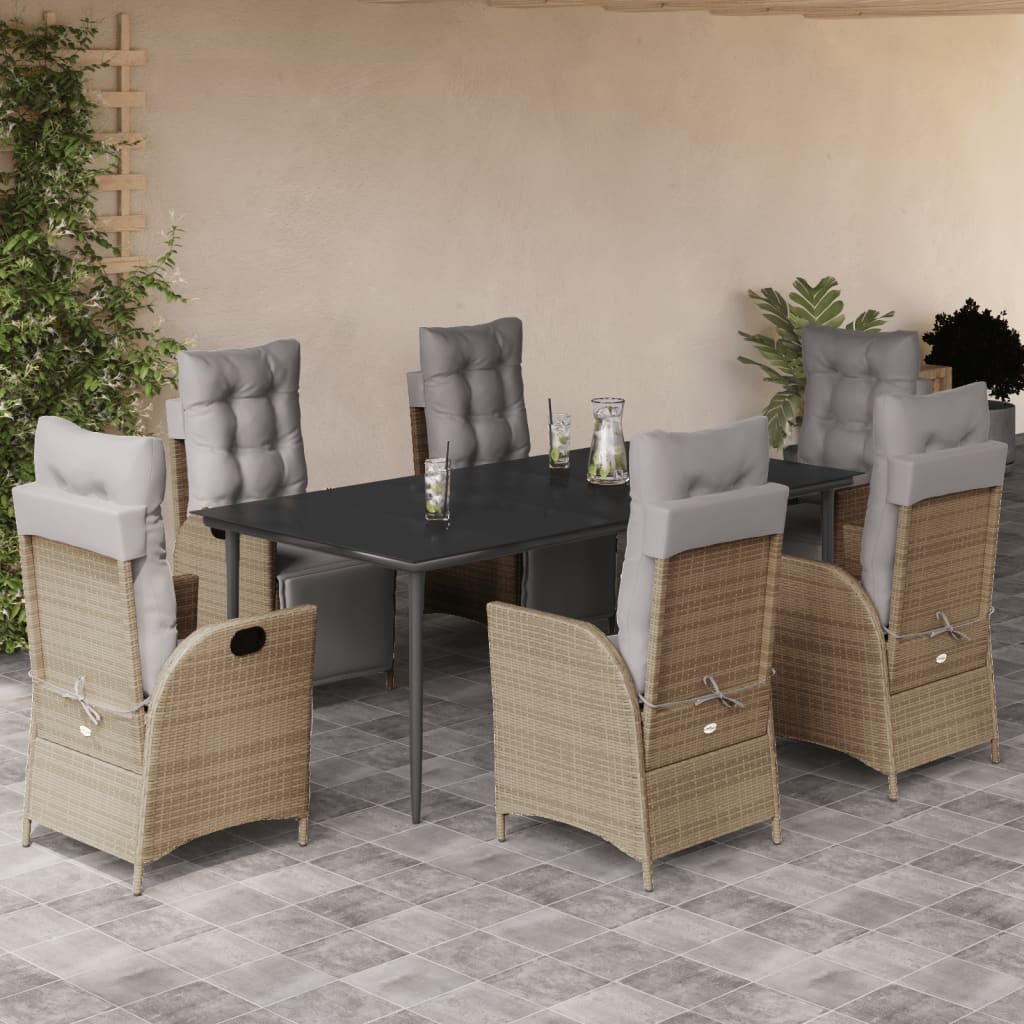 Set Mobilier Pentru Grădină, 5 Piese, Cu Perne, Bej, Poliratan