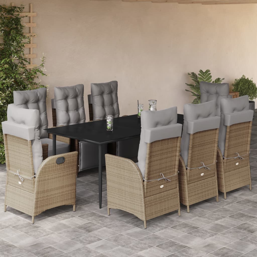 Set Mobilier Pentru Grădină, 5 Piese, Cu Perne, Bej, Poliratan