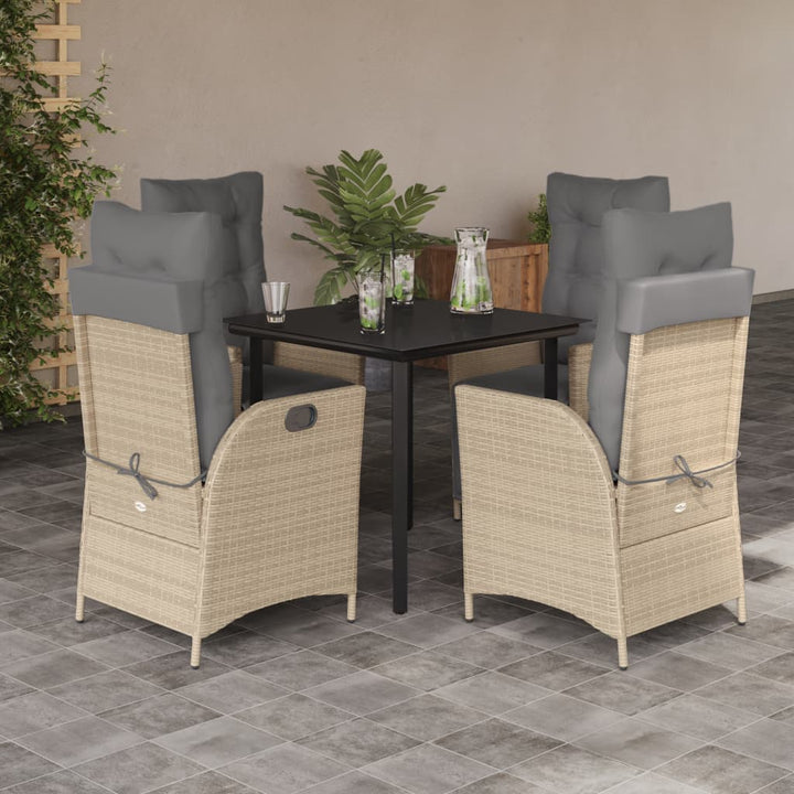 Set Mobilier Pentru Grădină, 5 Piese, Cu Perne, Bej, Poliratan