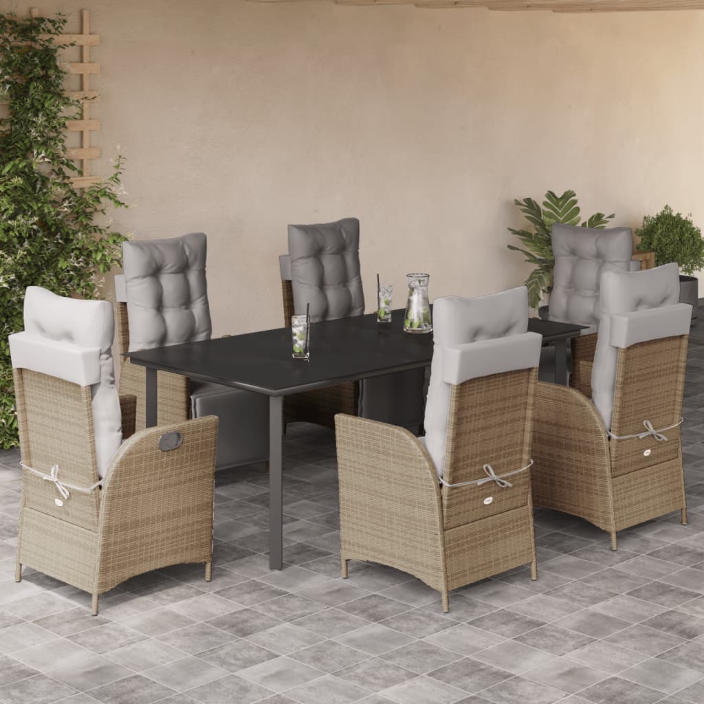 Set Mobilier Pentru Grădină, 5 Piese, Cu Perne, Bej, Poliratan