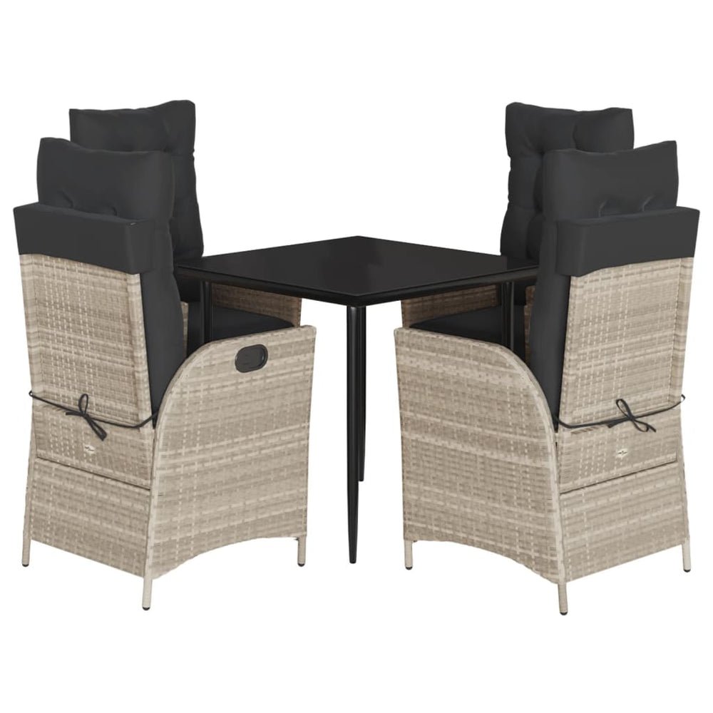 Set Mobilier De Grădină Cu Perne, 5 Piese Gri Deschis Poliratan