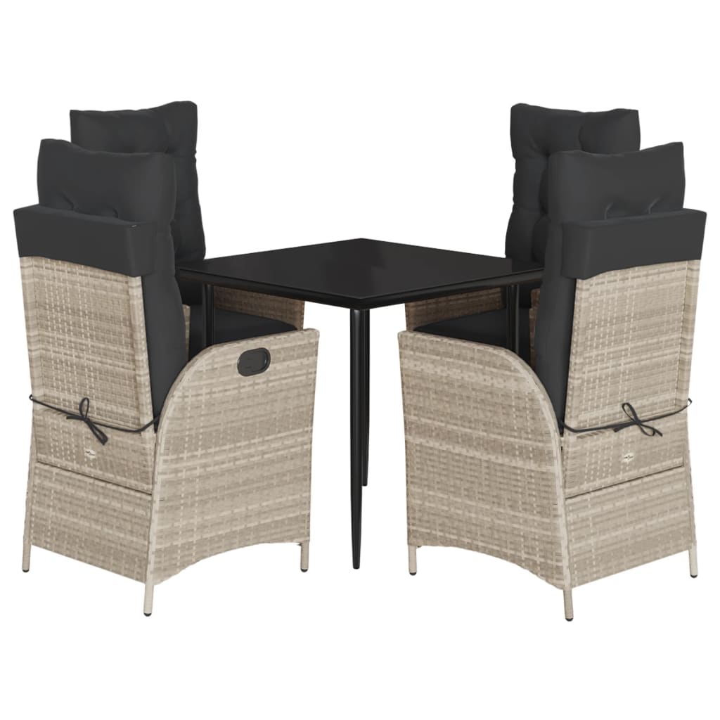Set Mobilier De Grădină Cu Perne, 5 Piese Gri Deschis Poliratan