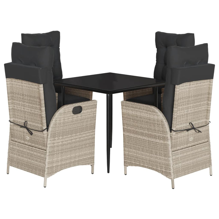 Set Mobilier De Grădină Cu Perne, 5 Piese Gri Deschis Poliratan