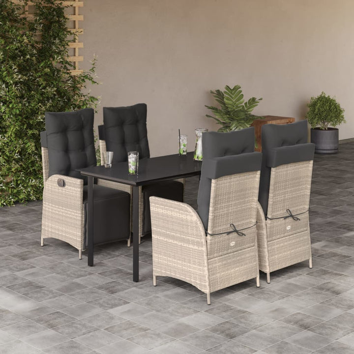 Set Mobilier De Grădină Cu Perne, 5 Piese Gri Deschis Poliratan