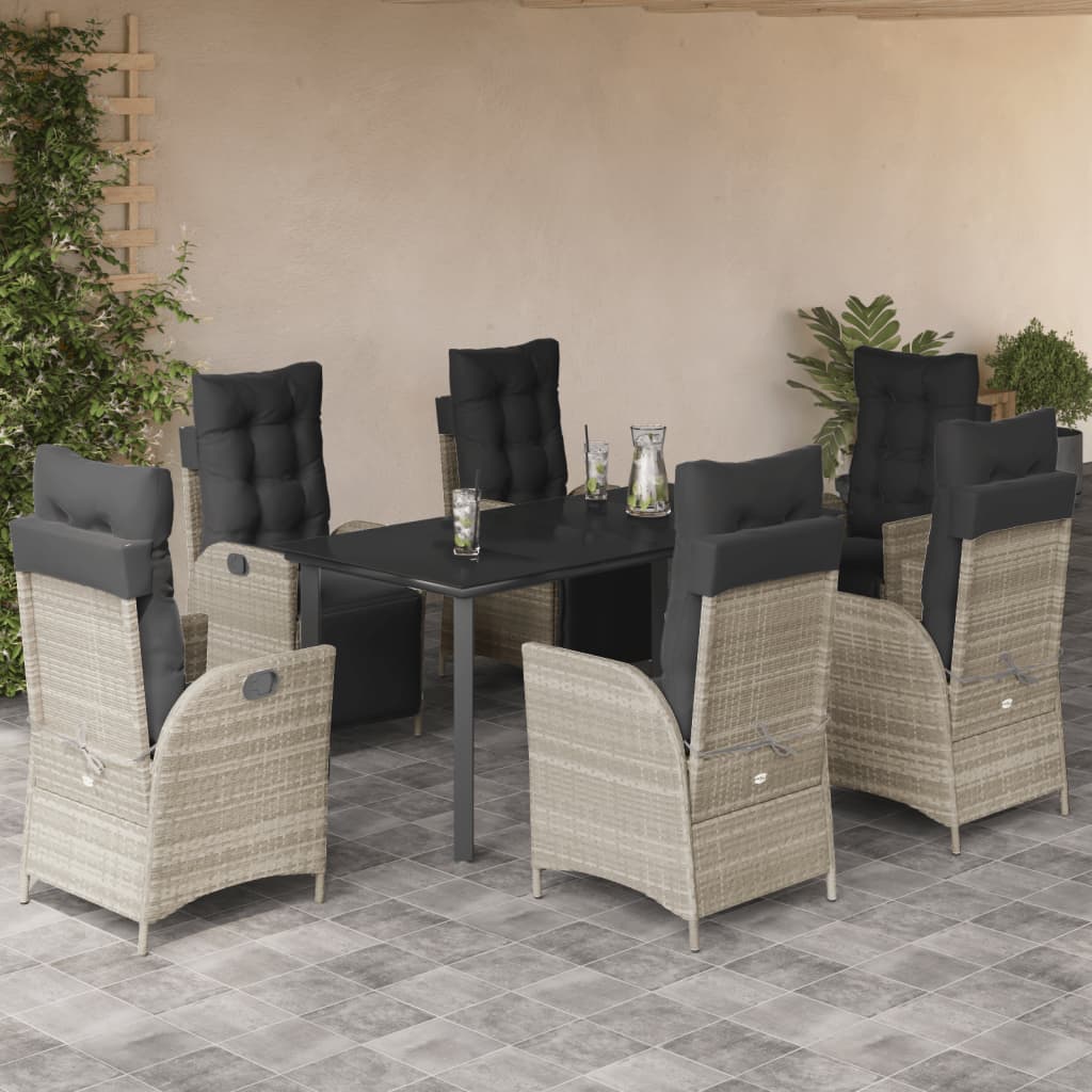 Set Mobilier De Grădină Cu Perne, 5 Piese Gri Deschis Poliratan