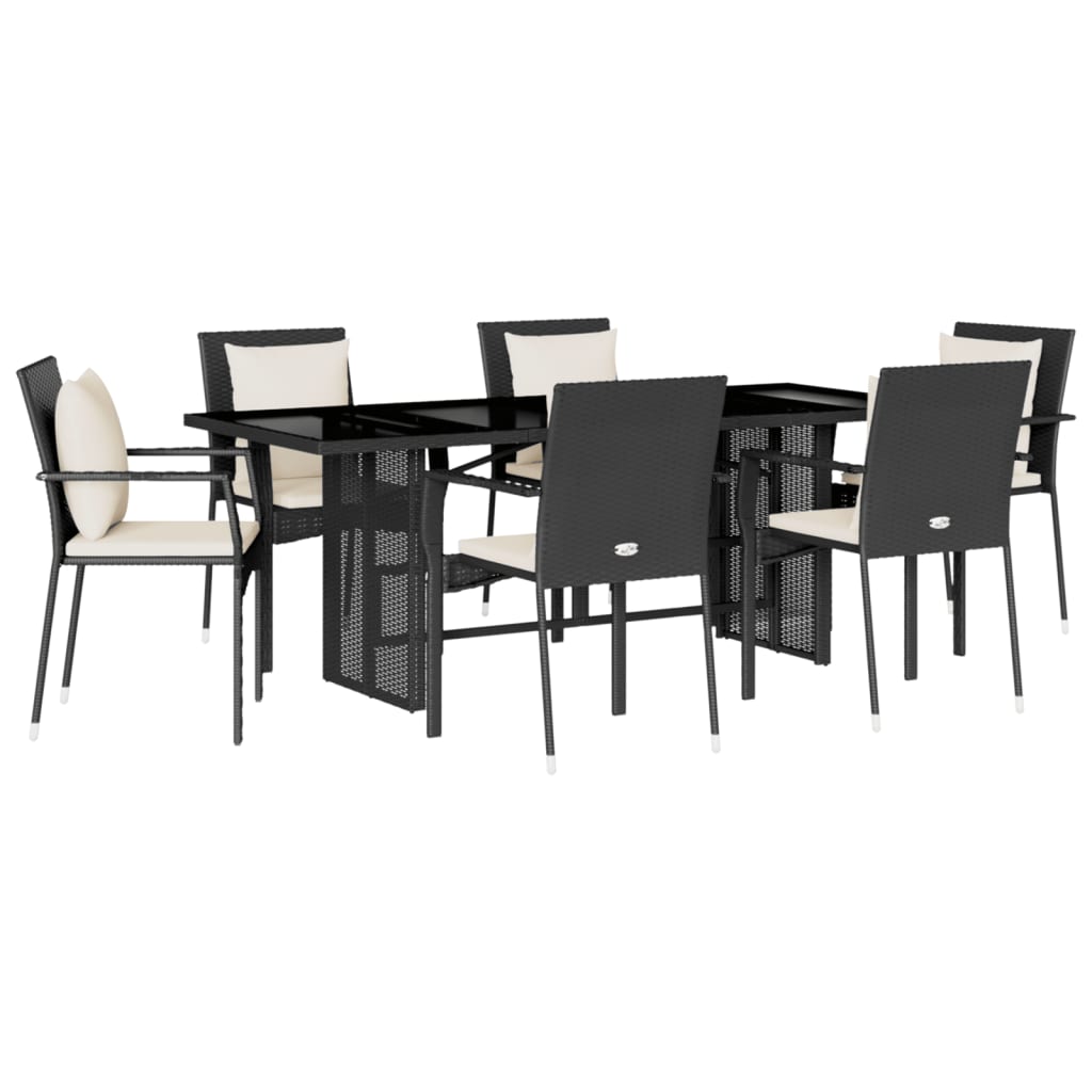 Vixl Set Mobilier De Grădină Cu Perne, 7 Piese, , Poliratan
