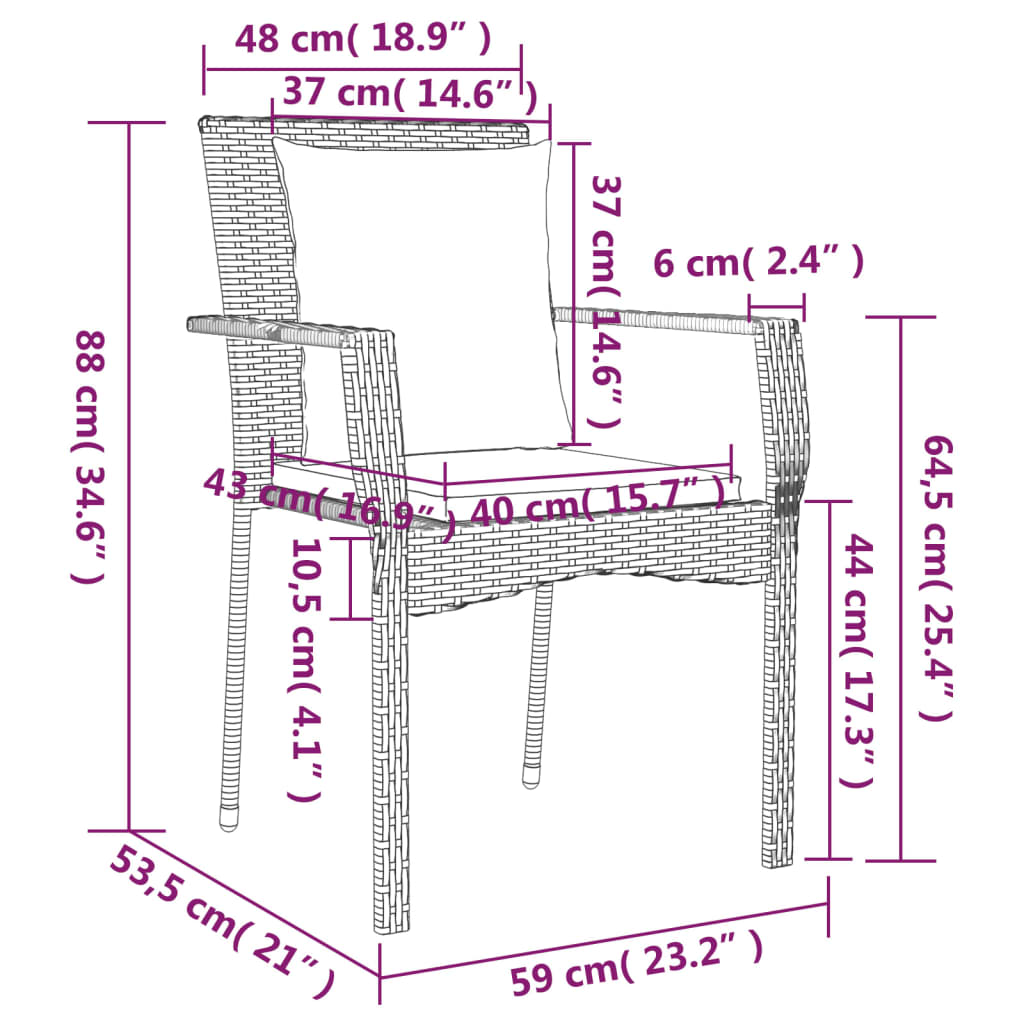 Vixl Set Mobilier De Grădină Cu Perne, 7 Piese, , Poliratan