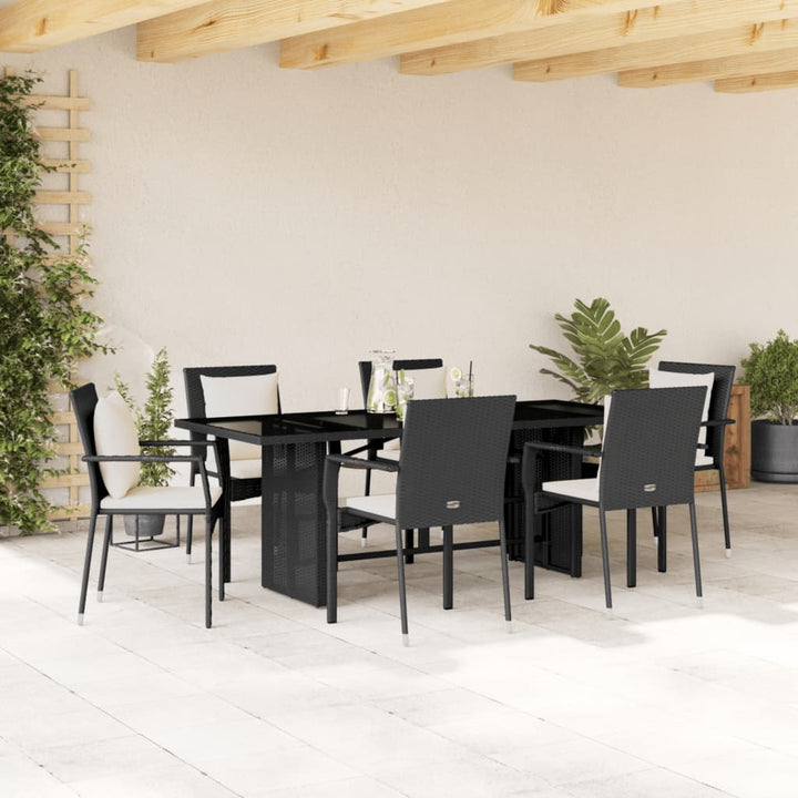 Vixl Set Mobilier De Grădină Cu Perne, 7 Piese, , Poliratan