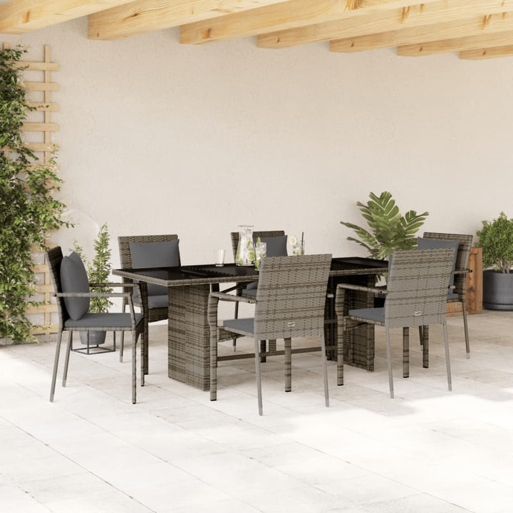 Vixl Set Mobilier De Grădină Cu Perne, 7 Piese, , Poliratan