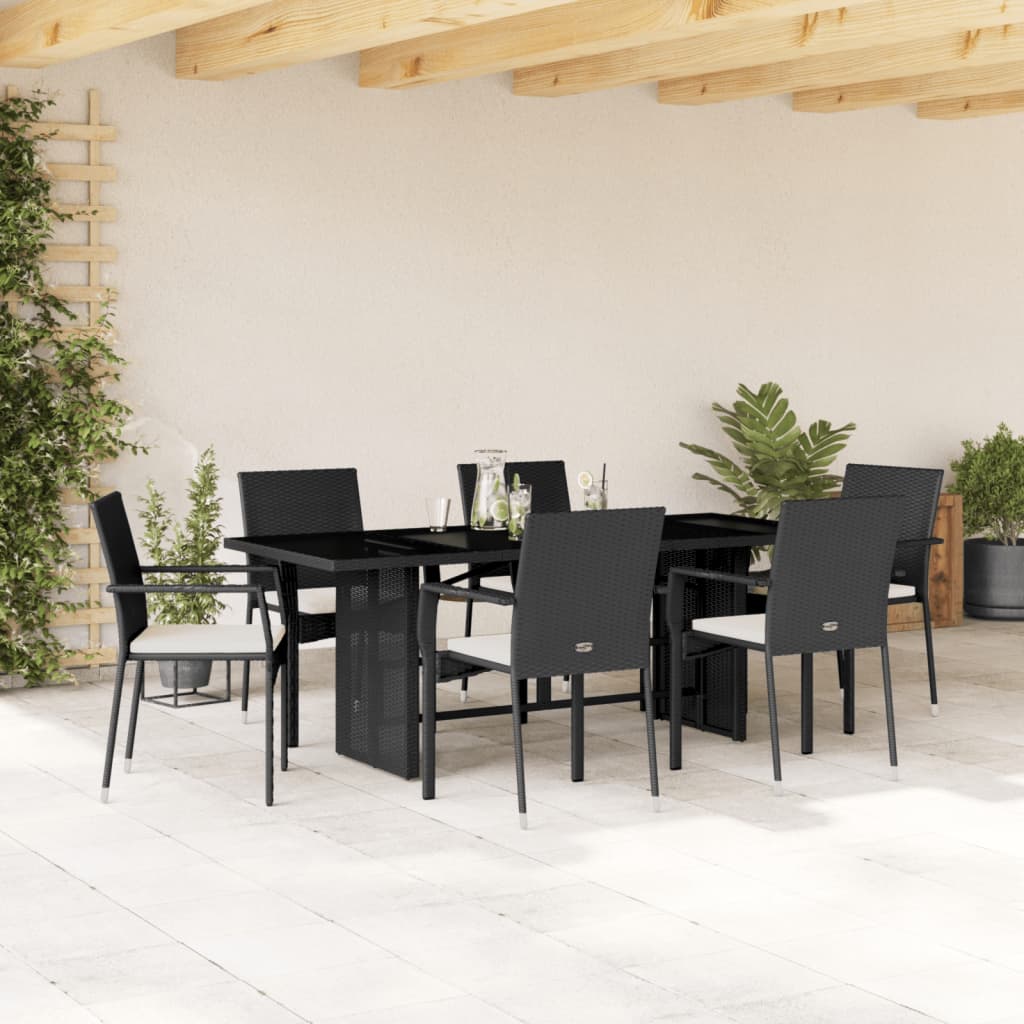 Vixl Set Mobilier De Grădină Cu Perne, 7 Piese, , Poliratan