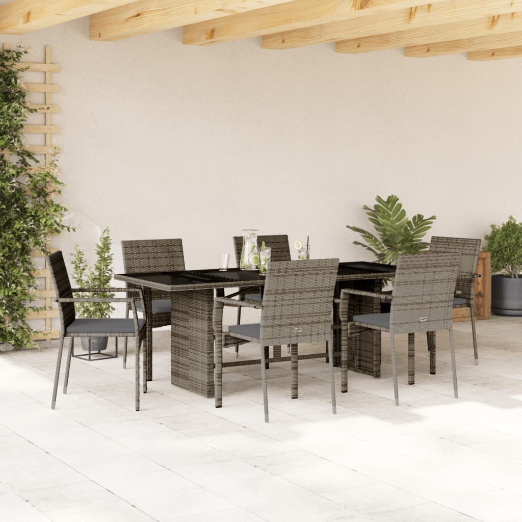 Vixl Set Mobilier De Grădină Cu Perne, 7 Piese, , Poliratan