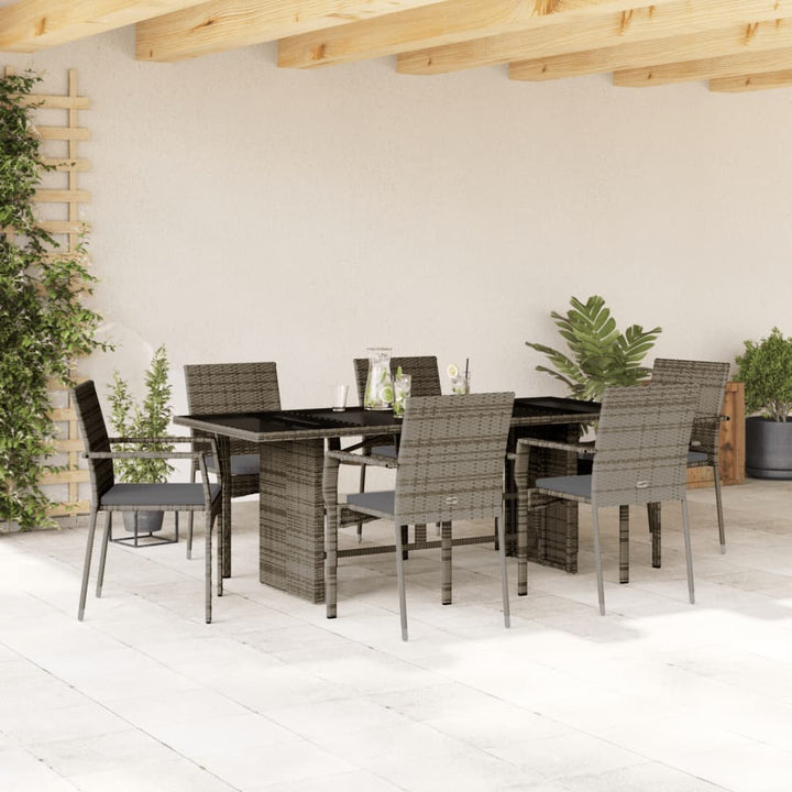 Vixl Set Mobilier De Grădină Cu Perne, 7 Piese, , Poliratan