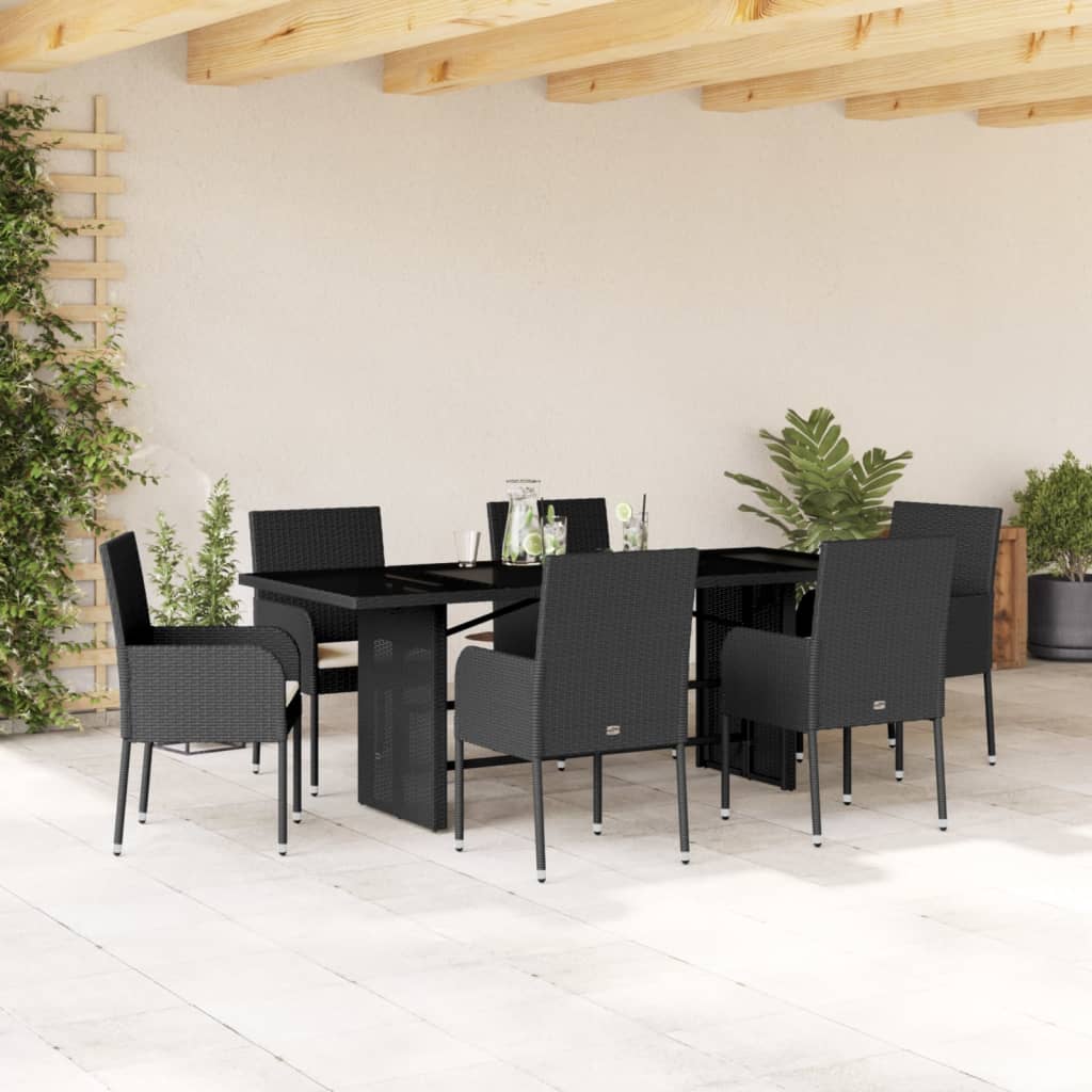 Set Mobilier De Grădină Cu Perne, 7 Piese, , Poliratan